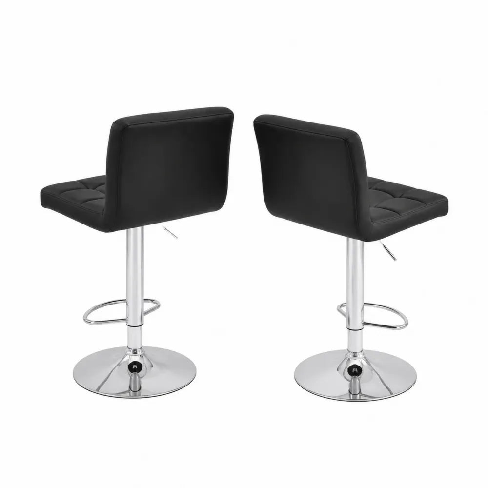 2er-Set h?henverstellbare Barhocker mit Kunstleder und Metallfu?, Schwarz