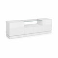 TV-Lowboard Wei? mit MDF und geh?rtetem Glas