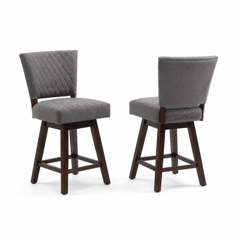 Set aus 2 Barhockern, Grau, Polyester, Holz, 102 cm H?he