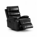 Schwarzer Leder-Relaxsessel mit Liege- und Drehfunktion