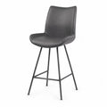 Barhocker Metallstruktur Kunstleder Grau 110 cm