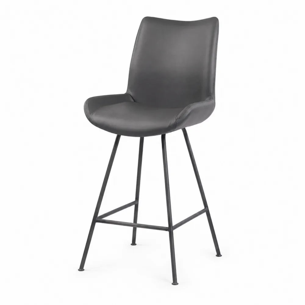Barhocker Metallstruktur Kunstleder Grau 110 cm