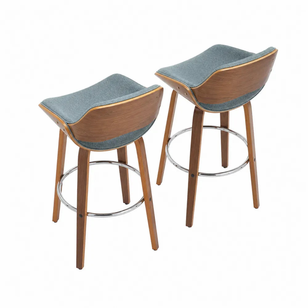 2er Set Barhocker Holz Stoff Metall Grau