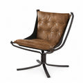 Lounge Sessel Stahl Echtleder Braun 70x60x80 cm