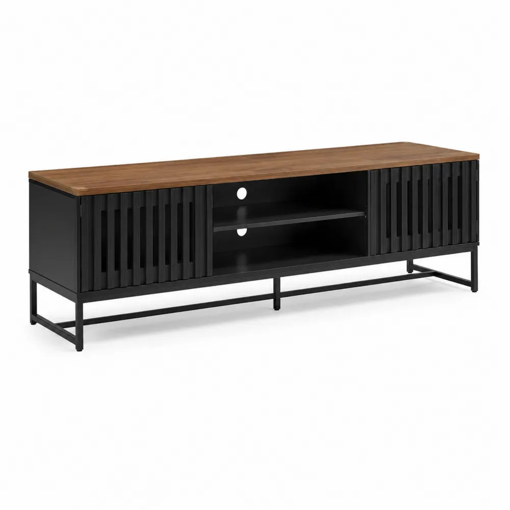 TV-Schrank Metall mit Holzoberfl?che 180x40x50 cm