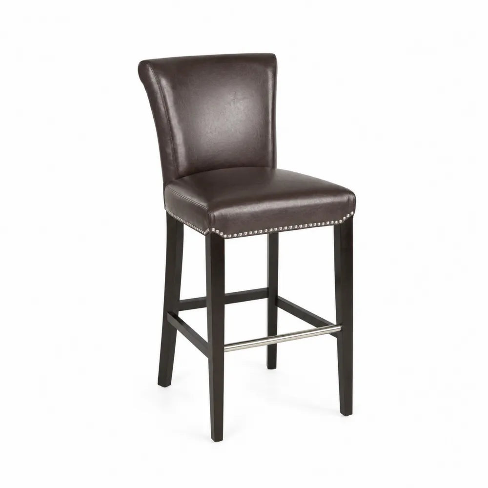 Barhocker Braun Kunstleder Massivholz