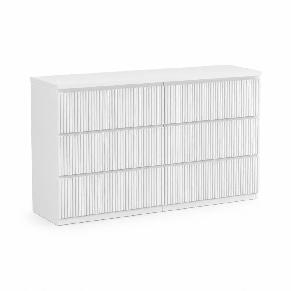 Wei?e Kommode mit 6 Schubladen aus Holz